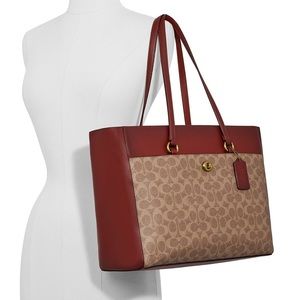 Coach Folio work / laptop Tote - Signature Canvas / Saddle / tan rust